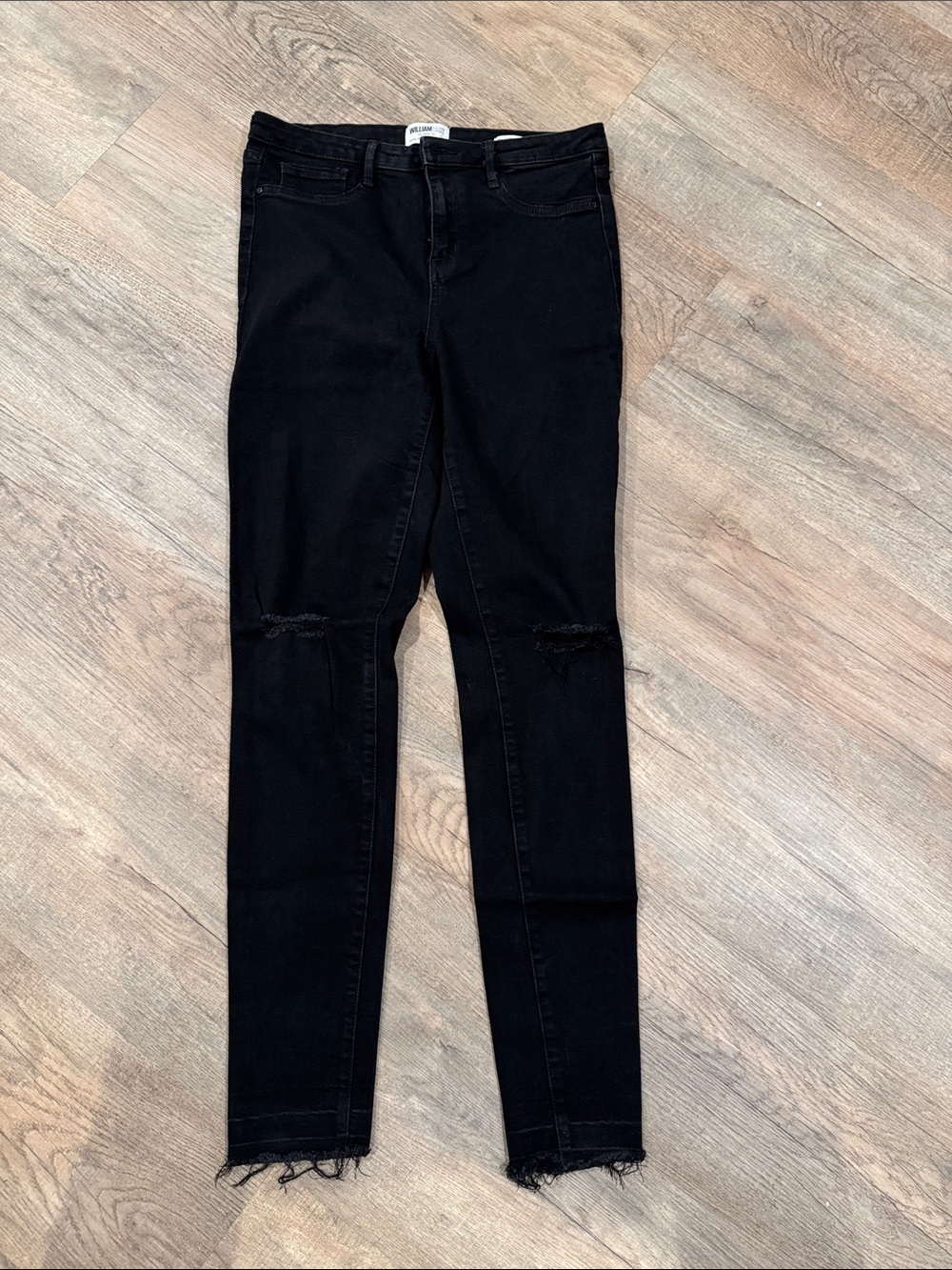 William Rast Black Skinny Jeans with Frayed Hem